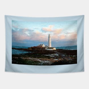 Artistic St. Mary's Island and Lighthouse Tapestry