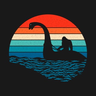 Bigfoot Riding Loch Ness Monster T-Shirt