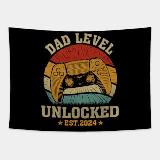 Dad Level Unlocked Est2024 New Daddy Gamer Dad Tapestry