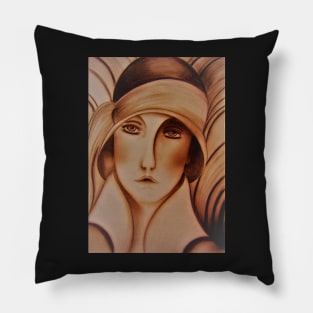 sepia art deco flapper hat girl lady 20s by jackie smith Pillow