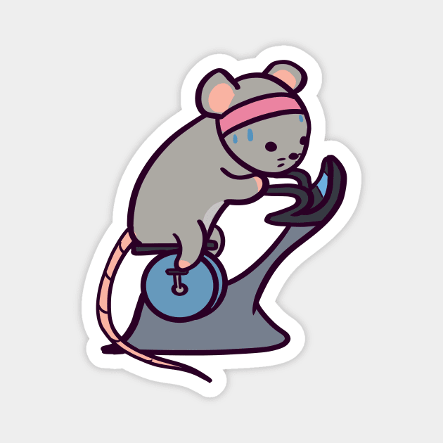 Cute Rat on the Bicycle Machine Magnet by ThumboArtBumbo