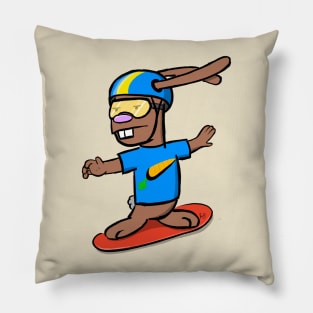 Snowboarding Bunny Pillow