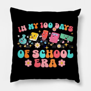 In My 100 Days Of School Era Student Teacher Groovy Pillow