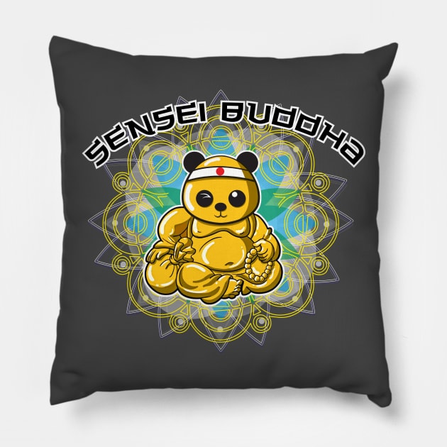 Karate Panda Sensei Buddha Pillow by Karate Panda