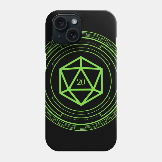 Minimalist Geometric Polyhedral D20 Dice Green Tabletop Roleplaying RPG Gaming Addict Phone Case by dungeonarmory