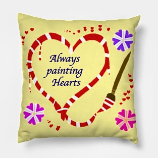 Valentine's Always Painting Hearts (crimson red) Pillow