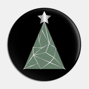 Low poly silver Xmas tree Pin