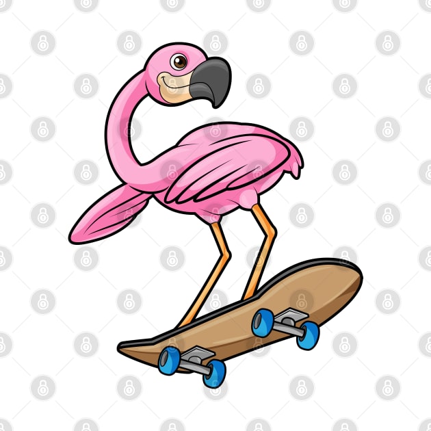 Flamingo as Skater with Skateboard by Markus Schnabel