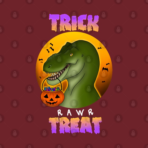 Trick Rawr Treat Halloween T. rex by saradrawspaleo
