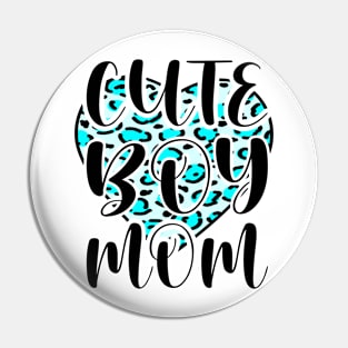 Cute Boy Mom Leopard Heart Mother's Day Boy Mama Mom Pin