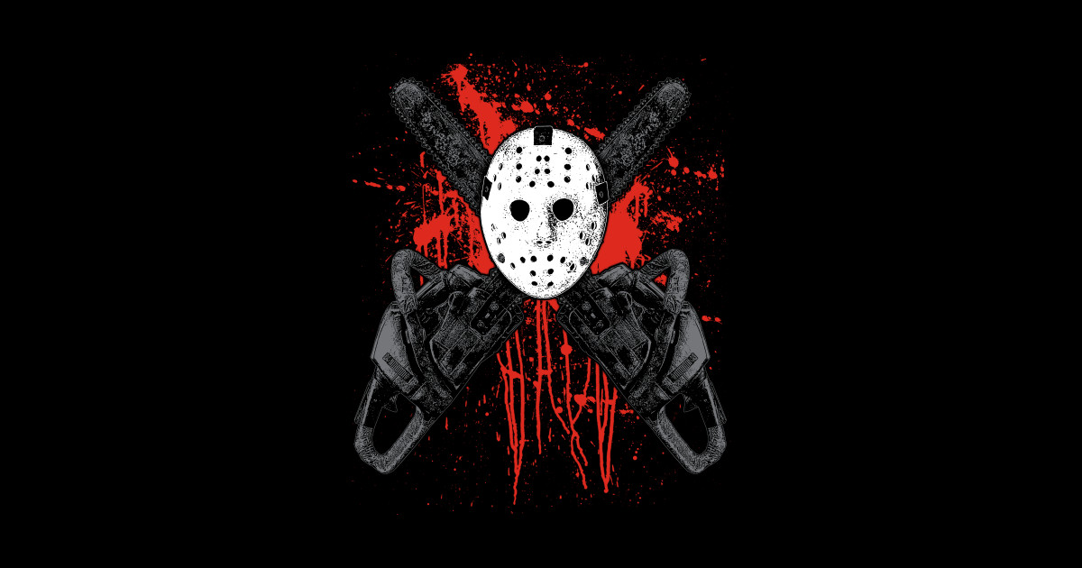 Chainsaw Hockey Mask With Blood Splatters B Movie Massacre Horror