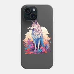 Colorful Wolf With Flowers Phone Case