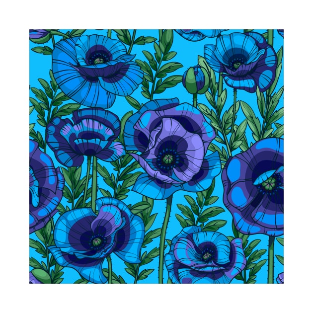 blue poppies flowers and leaves by  ESHA-Studio