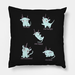 Funny creature with emotions stickers pack Pillow