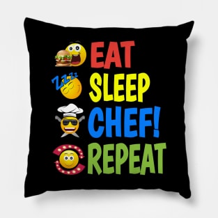 Eat Sleep Chef Repeat Pillow