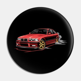 M3 E36 Illustration Red Pin