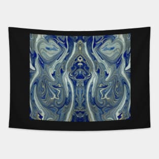 Blue Marble Aesthetic - Blue Fractals Abstract Pattern Tapestry