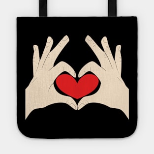 Hands Making Heart Shape Love Sign Language Valentine's Day Tote