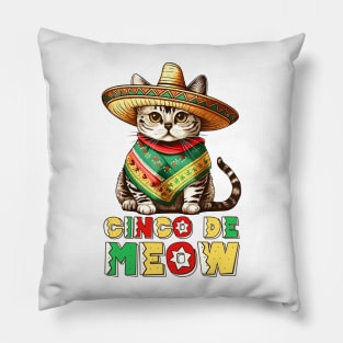 Fiesta Squad Funny Mexican Cat Fiesta Party Cinco De Meow Pillow