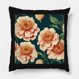 Bright Orange and Cream Flowers Pillow