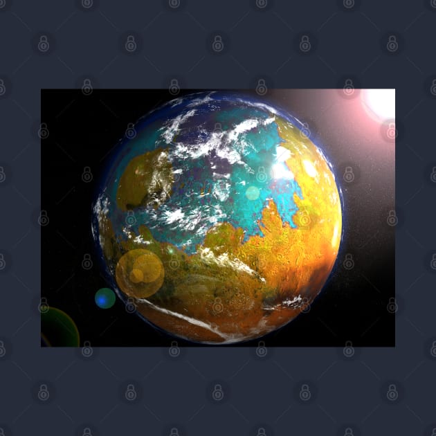 Terraformed Mars with Ocean Rendering by SPACE ART & NATURE SHIRTS 