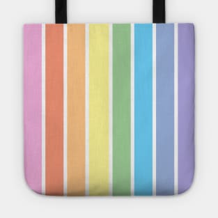 Bright pastel rainbow stripe - vertical Tote