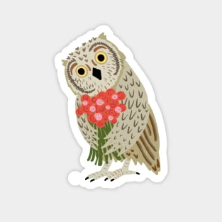 Owl with Flowers Magnet