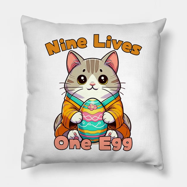 Meow Easter festival Pillow by Japanese Fever