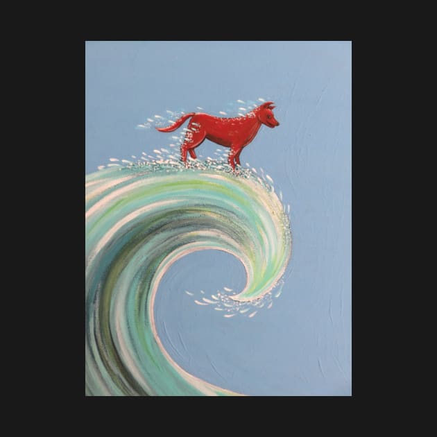 Red dog surfing by SoozieWray