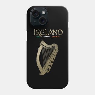 Ireland flag and harp with clovers Phone Case