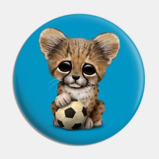 Cheetah Cub With Football Soccer Ball Pin