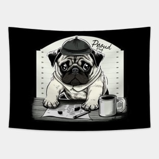 Pug Dog White Tapestry