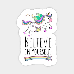 Flying Unicorn With Inspirational Message Magnet