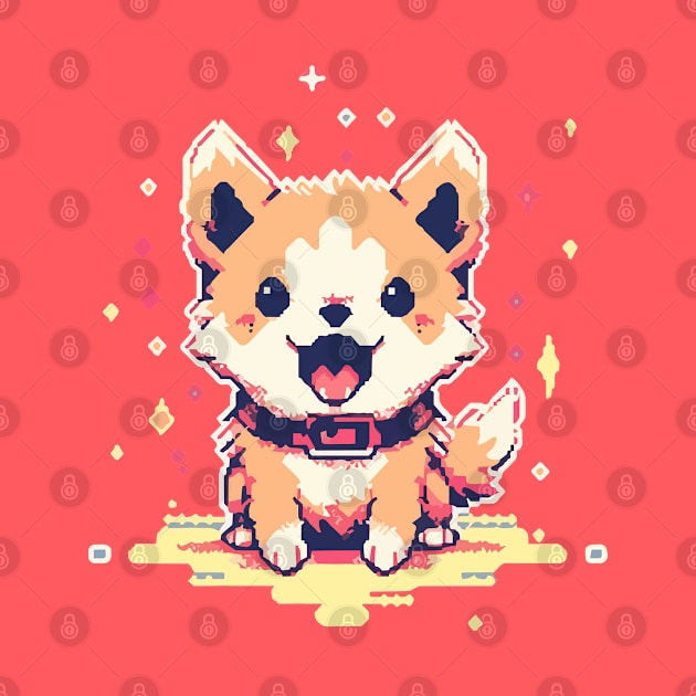 Pixel dog with sparkles by etherElric