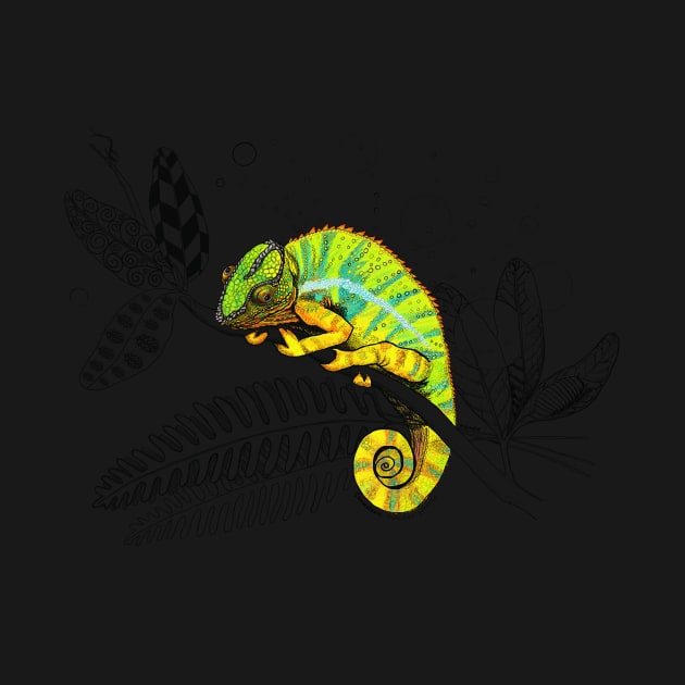 Colorful Panther Chameleon Doodle by mernstw