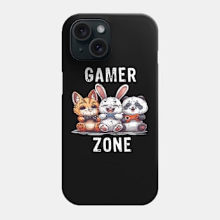 Gamer Zone Cat Bunny Panda-white text Phone Case