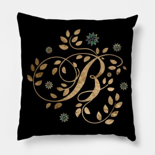 Luxury Golden Calligraphy Monogram with letter B Pillow