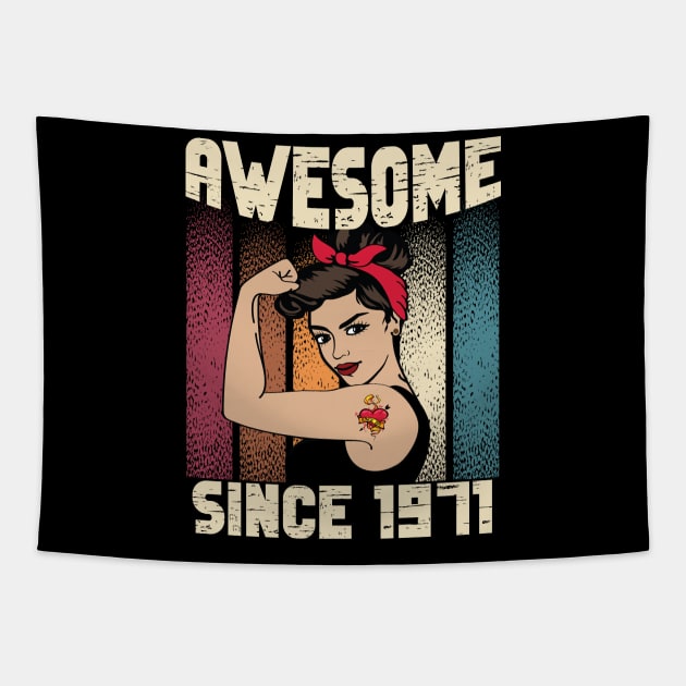 Awesome since 1971,51th Birthday Gift women 51 years old Birthday Tapestry by JayD World