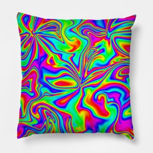 Psychedelic Rainbow Marbleized Pattern Pillow