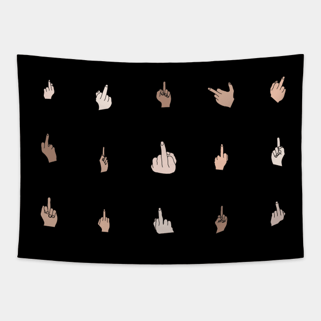 Middle Fingers Colored With Outlines Tapestry by ClarkStreetPress