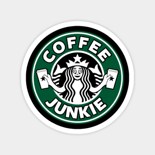 Coffee Junkie Funny Caffeine Addict Coffee Logo Parody Magnet