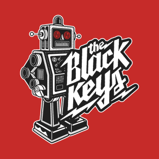 The Black Keys Retro Rockin'  Robot (Colored Eyes, Double-Sided) T-Shirt