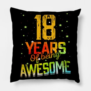 18th Anniversary Gift Vintage Retro 18 Years Of Being Awesome Gifts Funny 18 Years Birthday Men Women Pillow