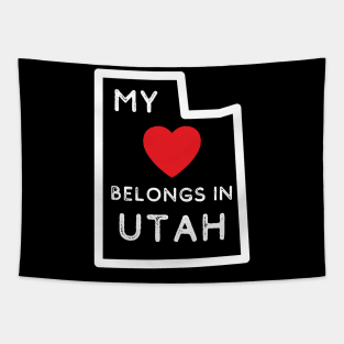 Utah Map State Outline Heart Belongs in Utah Tapestry