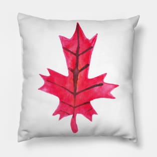 Red Oak Leaf Watercolor Pillow