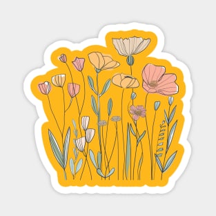 Hand drawn assortment of colorful wildflowers Magnet