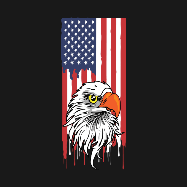 America Flag and USA Eagle by XOZ