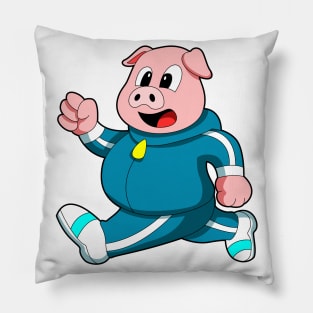 Pig at Fitness - Jogging with Jogging suit Pillow