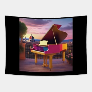 A Grand Piano In A Picturesque Scene in Florence Italy At Dusk Tapestry