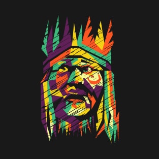 Shaman Warrior Tribal Style Modern Colors T-Shirt